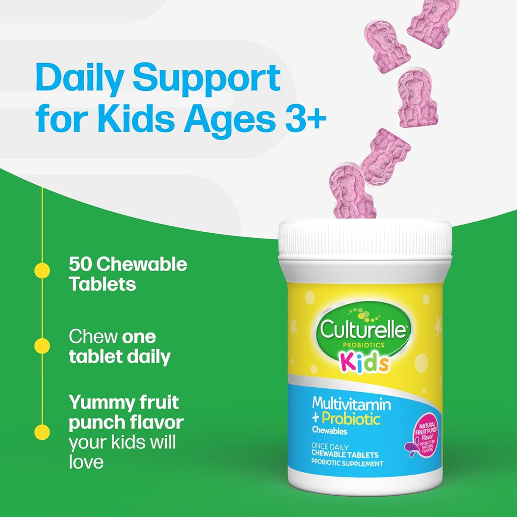 Culturelle Kids Multivitamin + Probiotic Chewable, Ages 3+, 50 Count