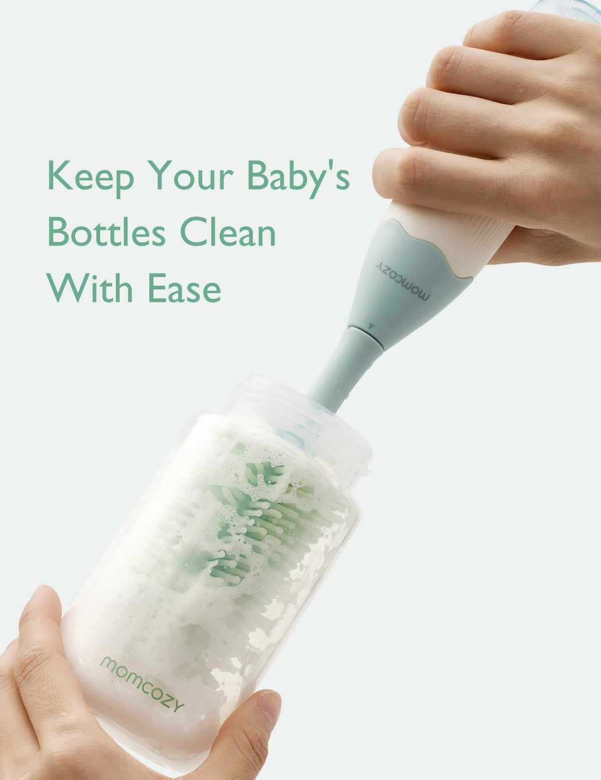 Momcozy Baby Bottle Brush Kit, Push-Press Foam Design, Green