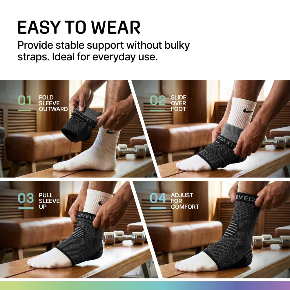 Modvel Foot & Ankle Brace Socks for Sprained Ankle Compression Sleeve - Foot Support for Women & Men - Tendonitis & Arthritis Ankle Brace Sports Running, Torn Ligaments & Women Stabilizing Ankle Wrap