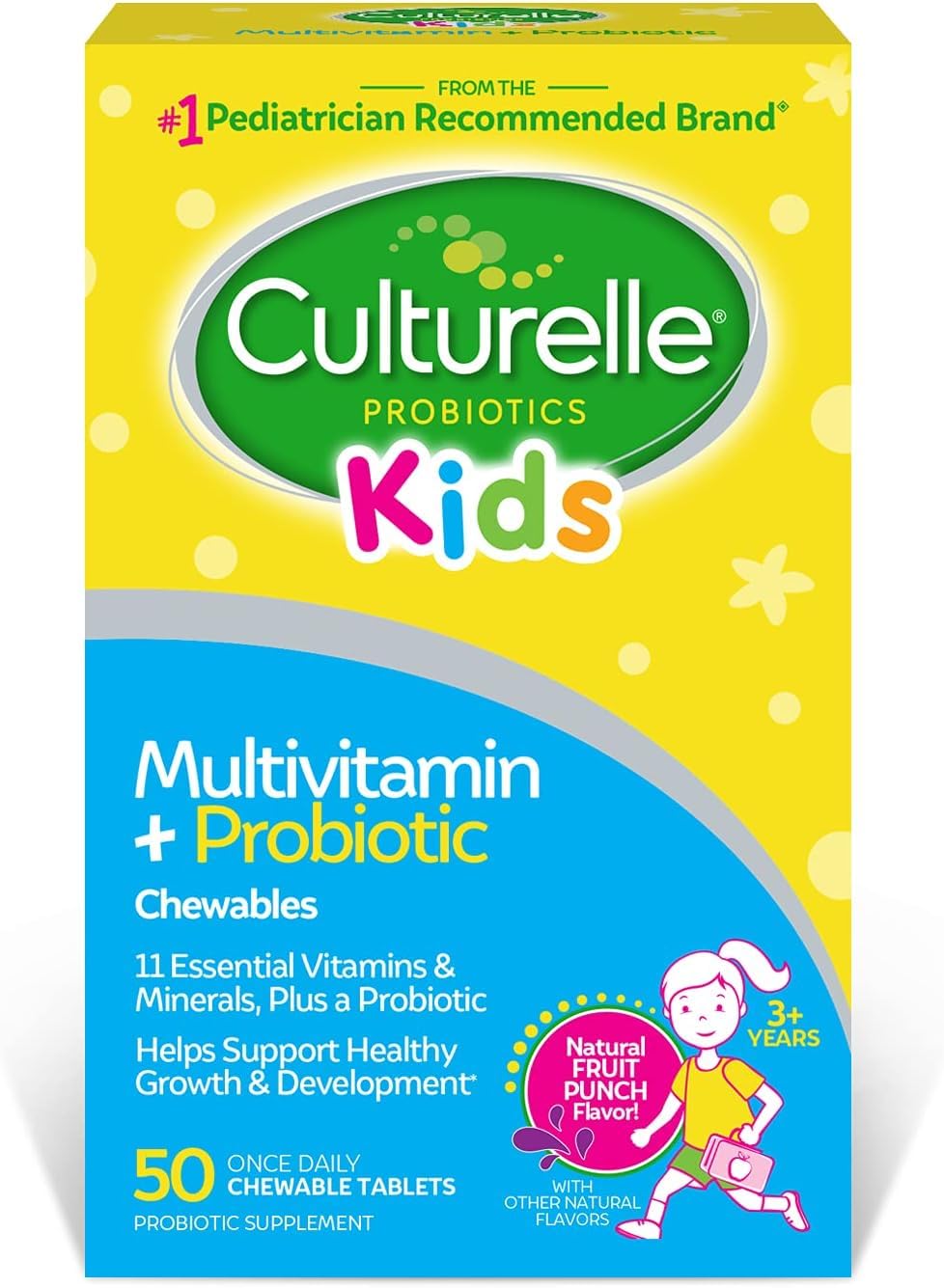 Culturelle Kids Multivitamin + Probiotic Chewable, Ages 3+, 50 Count