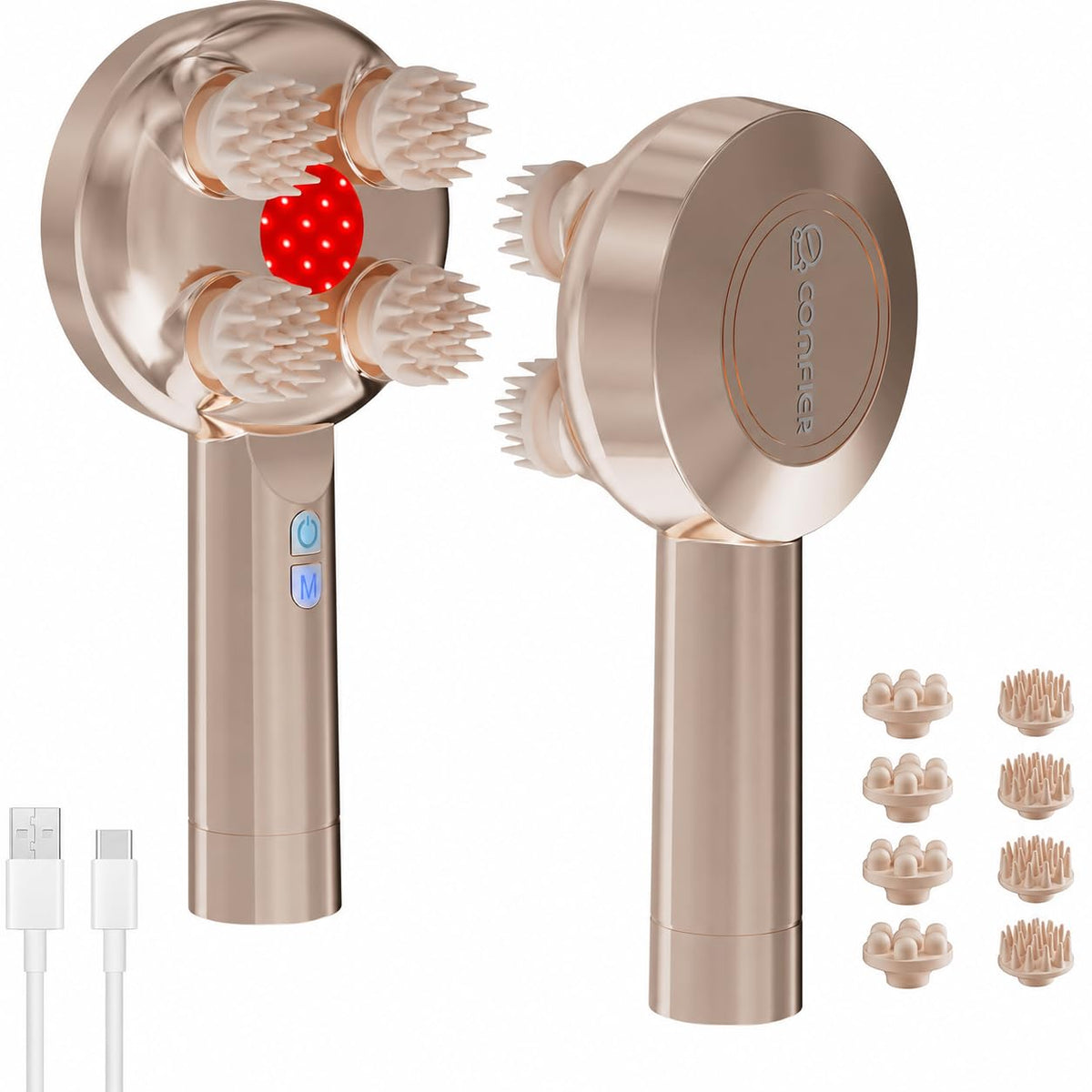 COMFIER Handheld Scalp Massager, Cordless Head Massager with Red Light