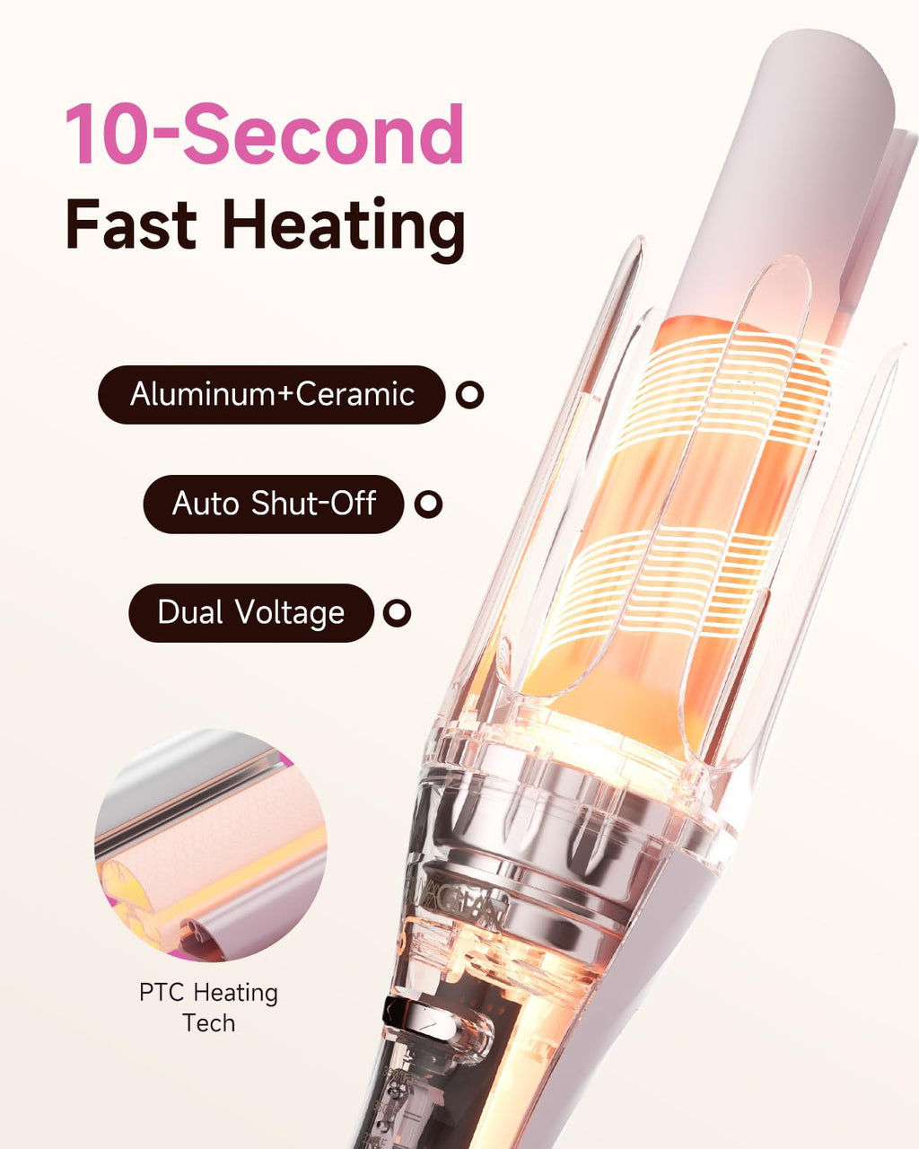 TSUYAGLA 5 in 1 Automatic Curling Iron Set with 3 Interchangeable Barrels