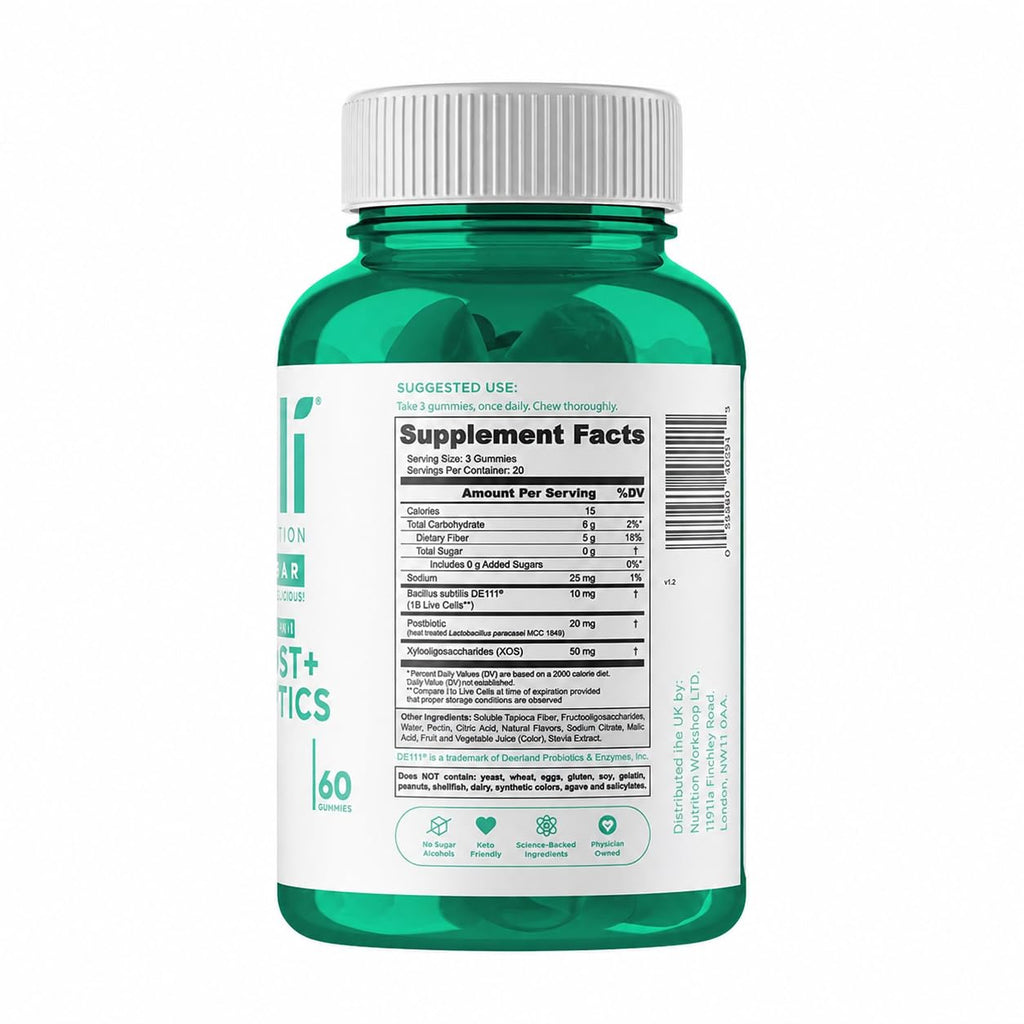 Goli Zero Sugar Pre Pro Postbiotic Gummies - Worlds First 3-in-1 with DE111, XOS, MCC1849 - No Sugar Alcohols - Vegan, Keto-Friendly, Non-GMO