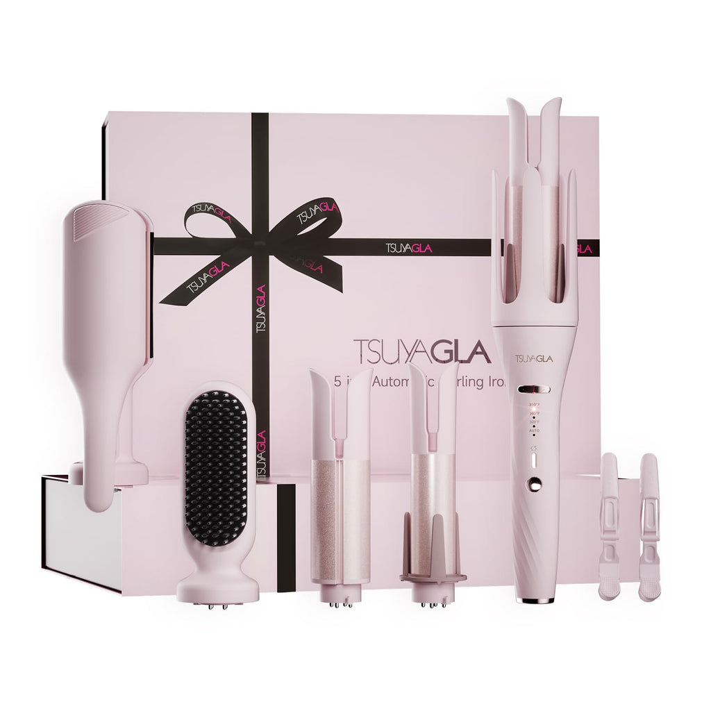 TSUYAGLA 5 in 1 Automatic Curling Iron Set with 3 Interchangeable Barrels