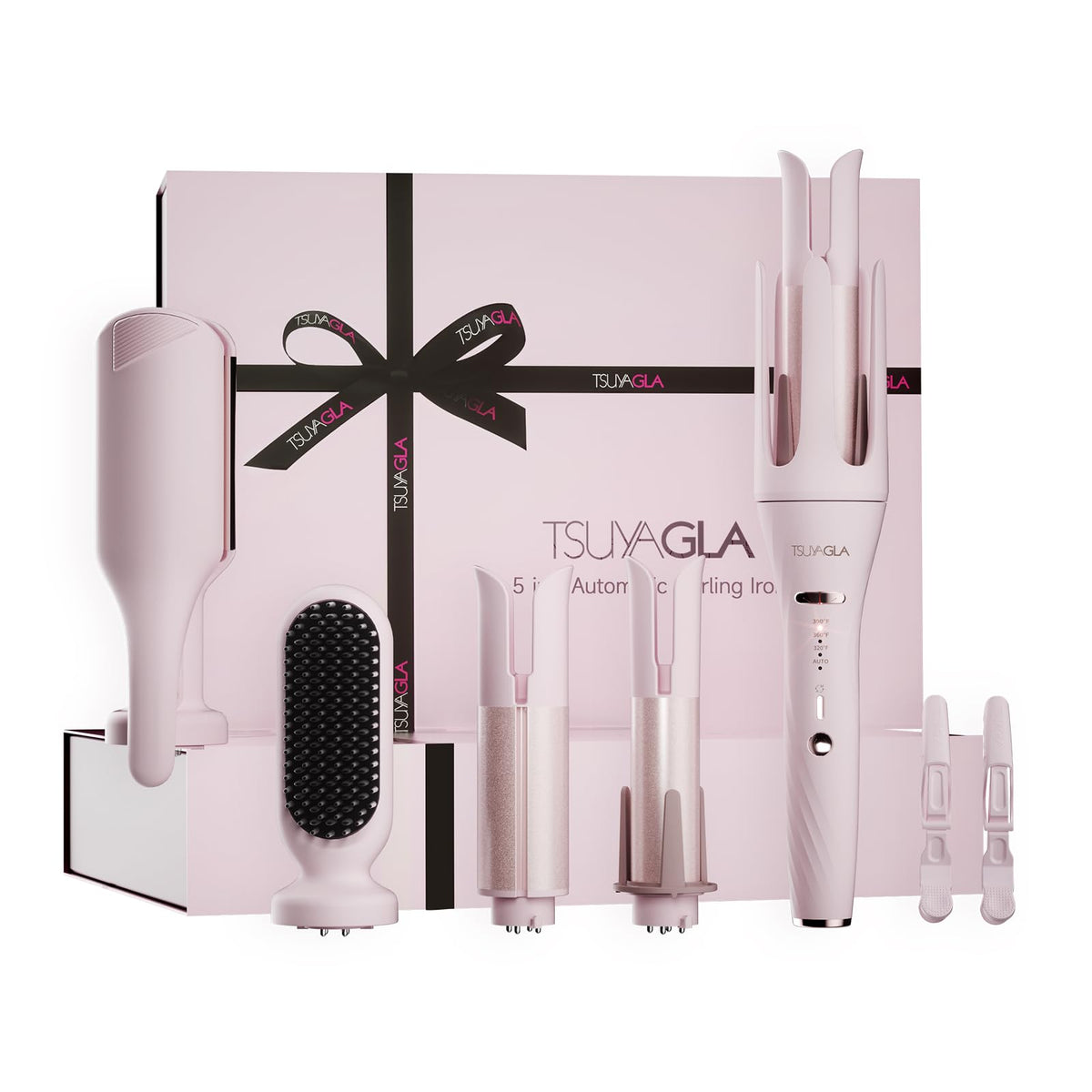 TSUYAGLA 5 in 1 Automatic Curling Iron Set with 3 Interchangeable Barrels