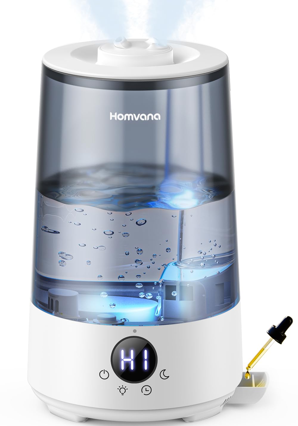 Homvana Top-Fill Humidificador Bebes Mocosy Tos, Cool Mist(3.6L,Gris)