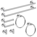 Cilee 8 Piece Polished Chrome Bathroom Hardware Set, 24inch Towel Bar Set