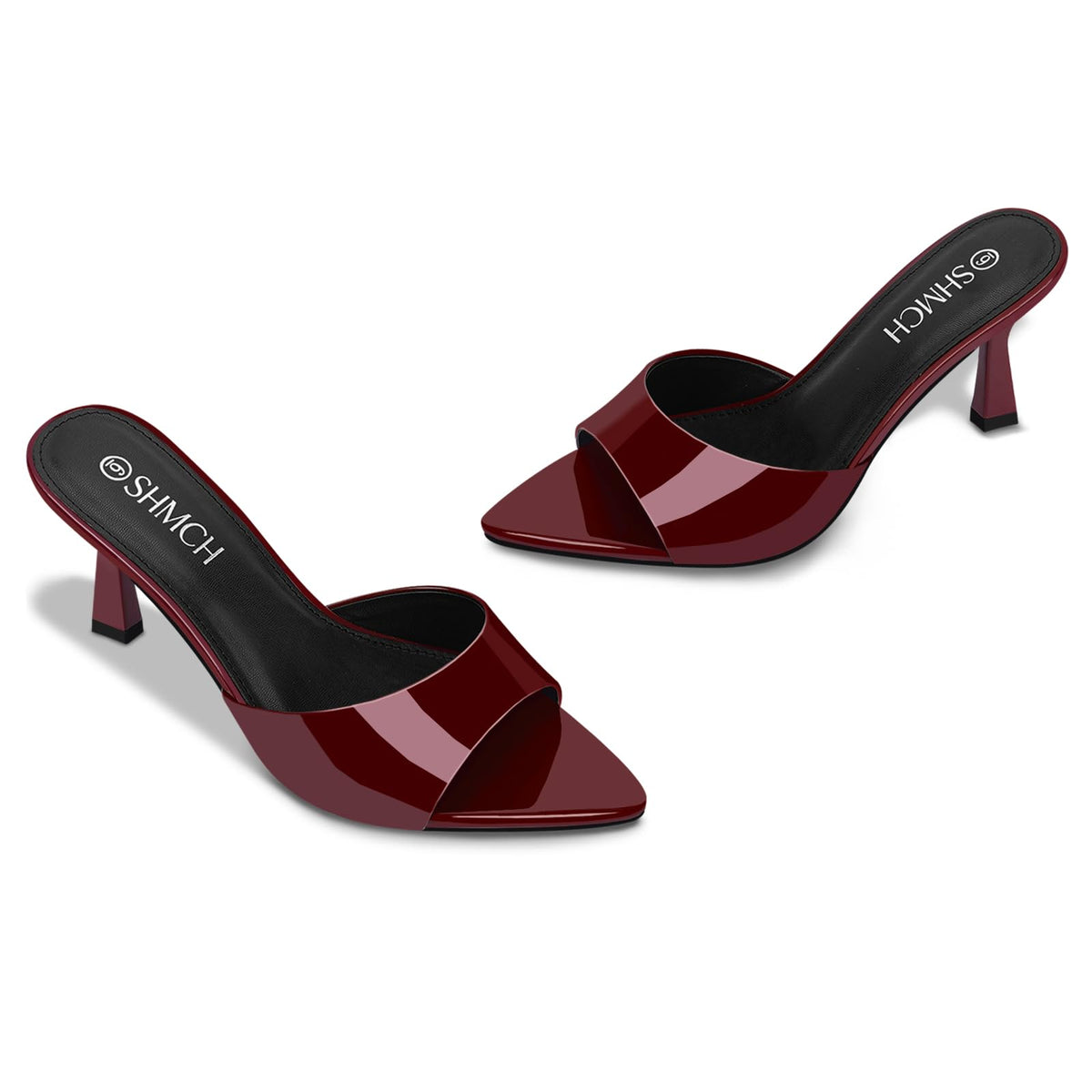 SHMCH Pointed Toe Mule Heels for Women, Open Toe Kitten heels Sandals