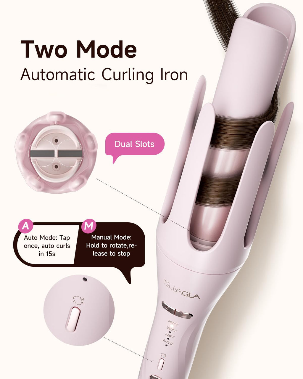 TSUYAGLA 5 in 1 Automatic Curling Iron Set with 3 Interchangeable Barrels