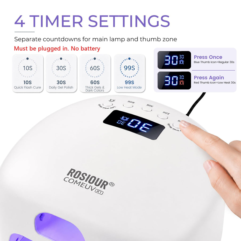 Dual Port UV Led Nail Lamp with Thumb, 48W UV Light for Nails, COMEUV X1