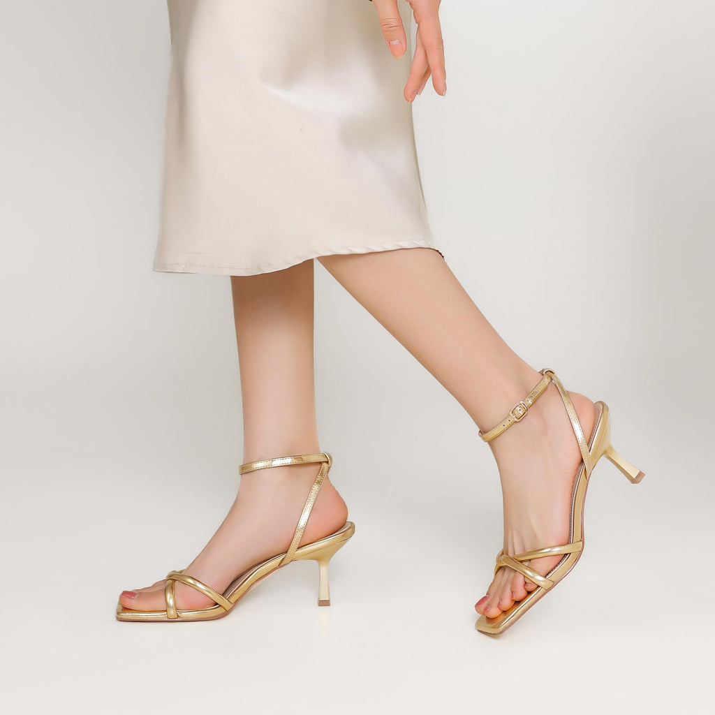 AIUNIIND Kitten Low Heel Sandals for Women, Strappy Square Open Toe Shoes