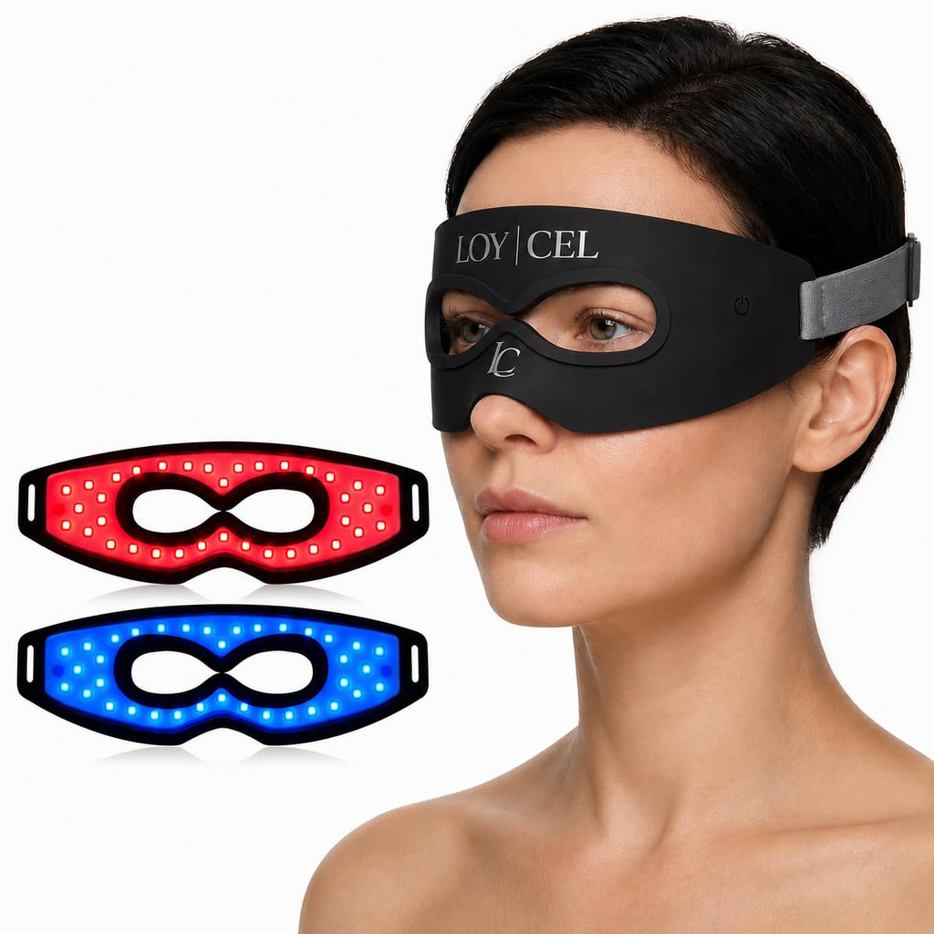 LOY | CEL Under Eye Red Light Therapy Device, Reusable Silicone LED Eye Mask Patches for Dark Circles, Puffy Eyes, Bags & Wrinkles, 7 Mode Rechargeable Under Eye Massager with Heat for Women & Men
