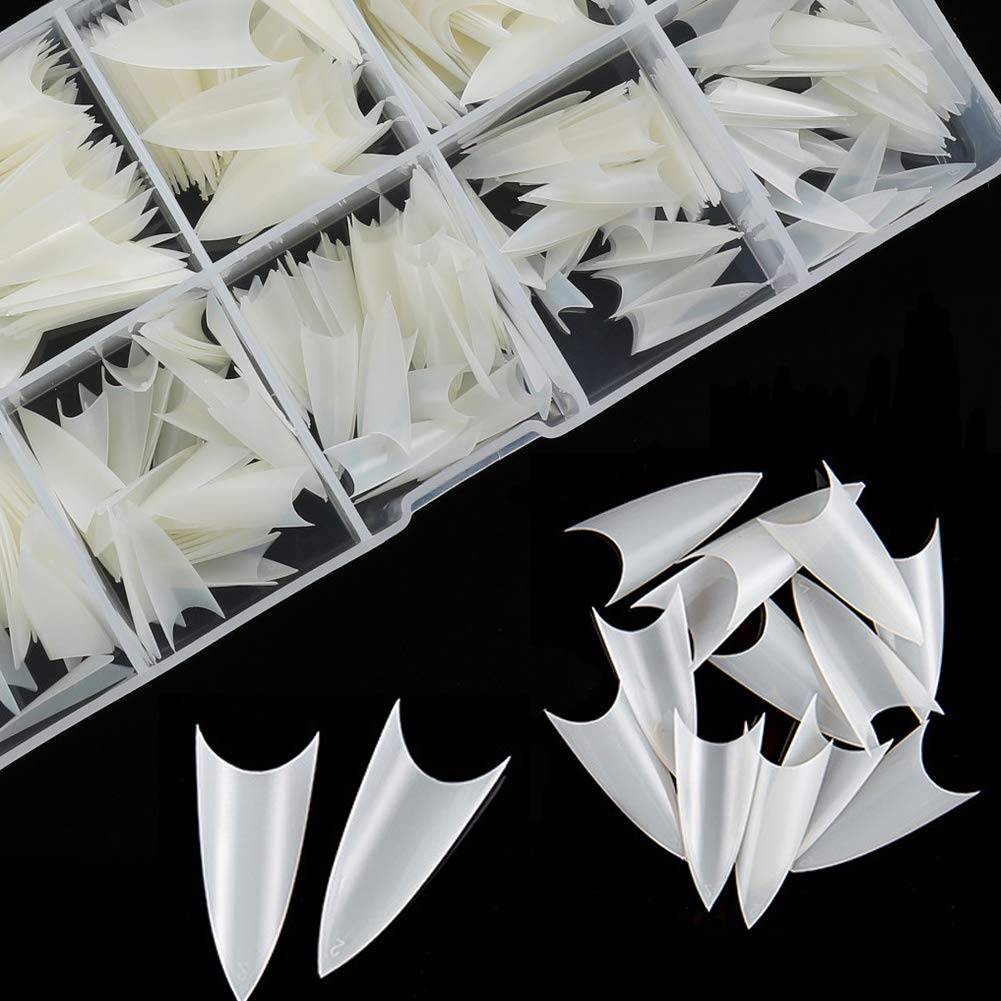 Beuniar Stiletto Nail Tips Natural 500Pcs Short Pointed False Acrylic Nails