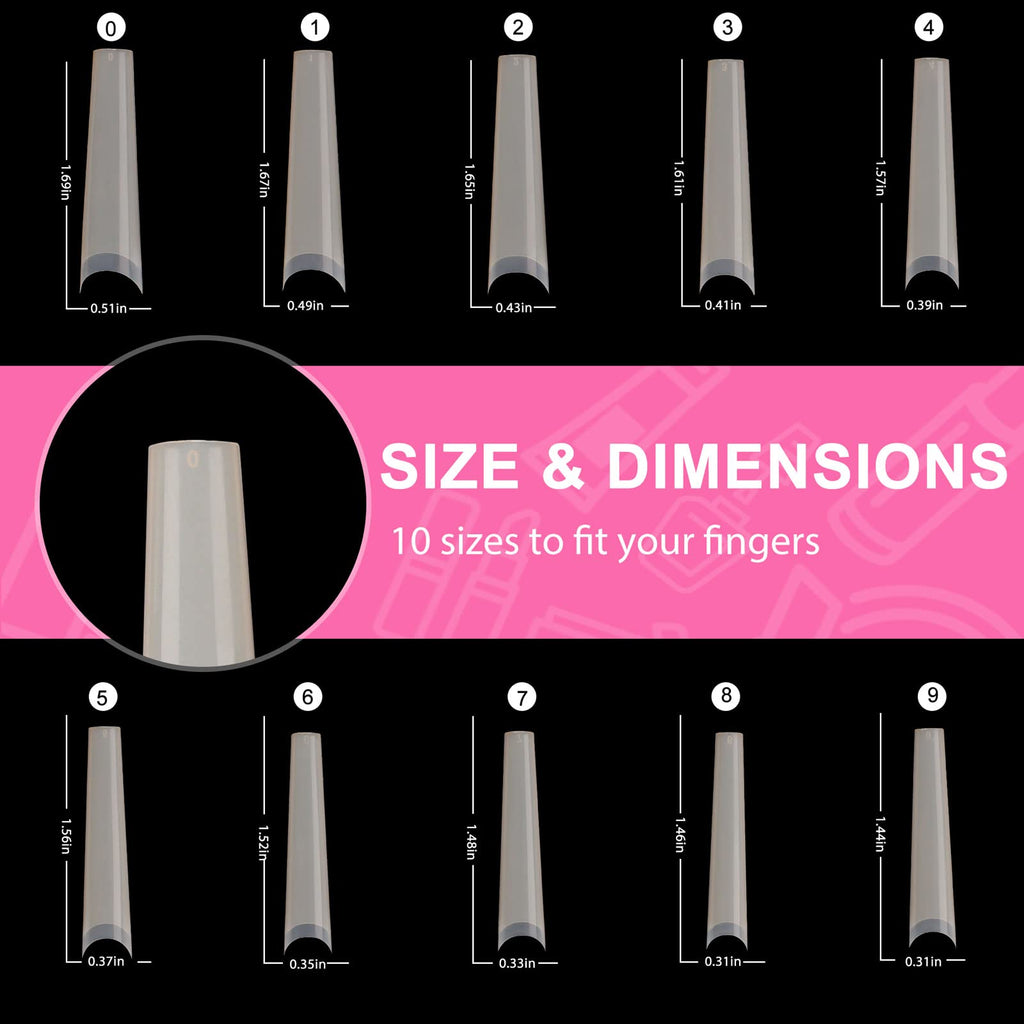 Tapered Extra Long Nail Tips, Ballerina Natural Acrylic Fake Nail Tips, Press On Nail False Nails with Box for Nail Salons and DIY Nail Art, 240PCS, 10 Sizes (Natural)