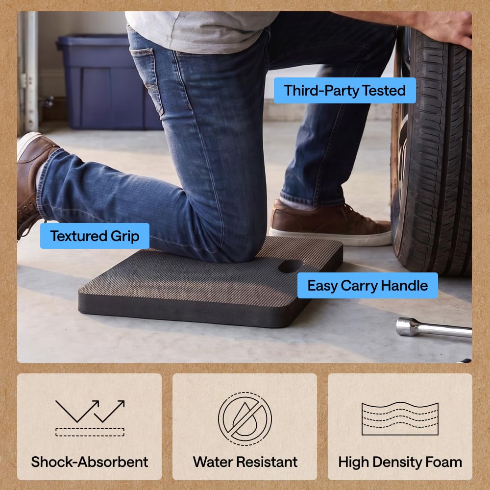 GORILLA GRIP® Extra Thick Foam Kneeling Pad for Gardening, 17.5x11 Black