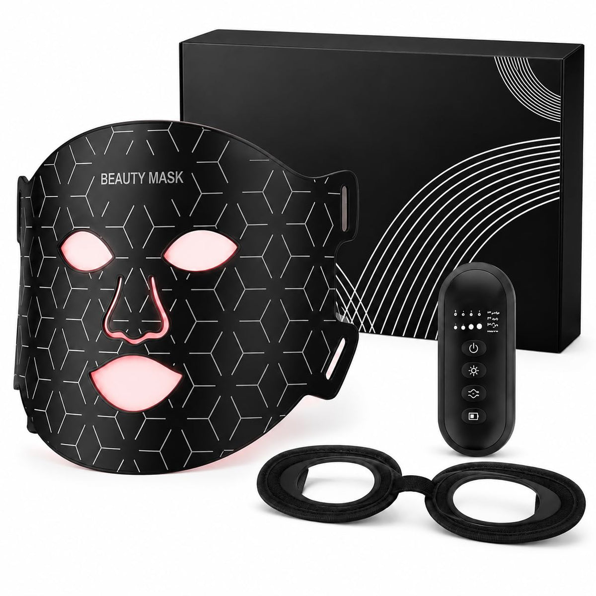 shalaker Red Light Therapy Face Mask, 7 Colors LED with 850NM NIR, Photon Skin Rejuvenation, Bendable and Portable, 240 LEDs