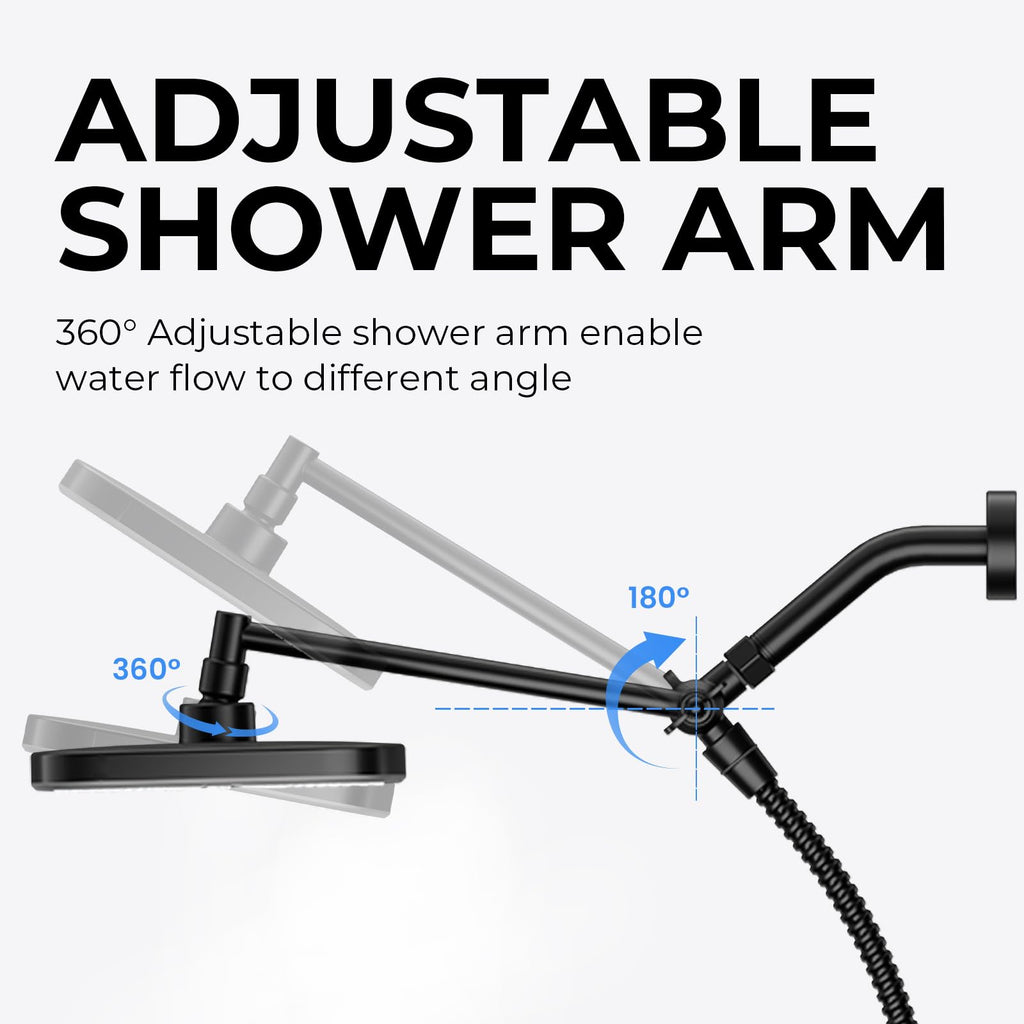 Seacity Black Rain Shower Head with Handheld Shower Head, 5 Spray Modes