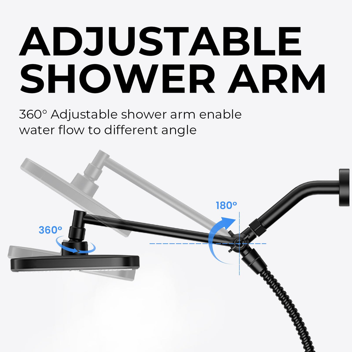 Seacity Black Rain Shower Head with Handheld Shower Head, 5 Spray Modes