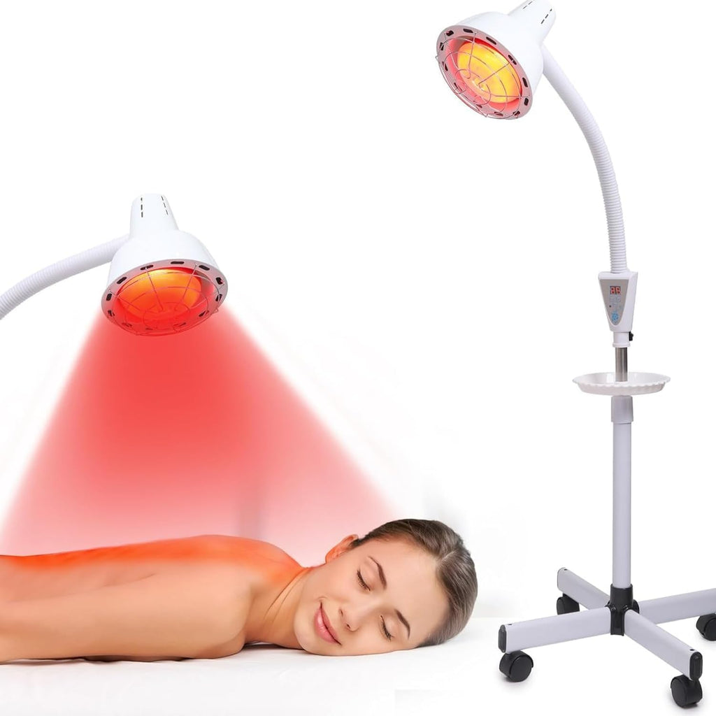 275W Infrared Light Therapy Lamp - Red Near Infrared Heat Lamp for Joint Muscle Pain, Adjustable Standing Lamp Head with Freely Adjustable Temperature