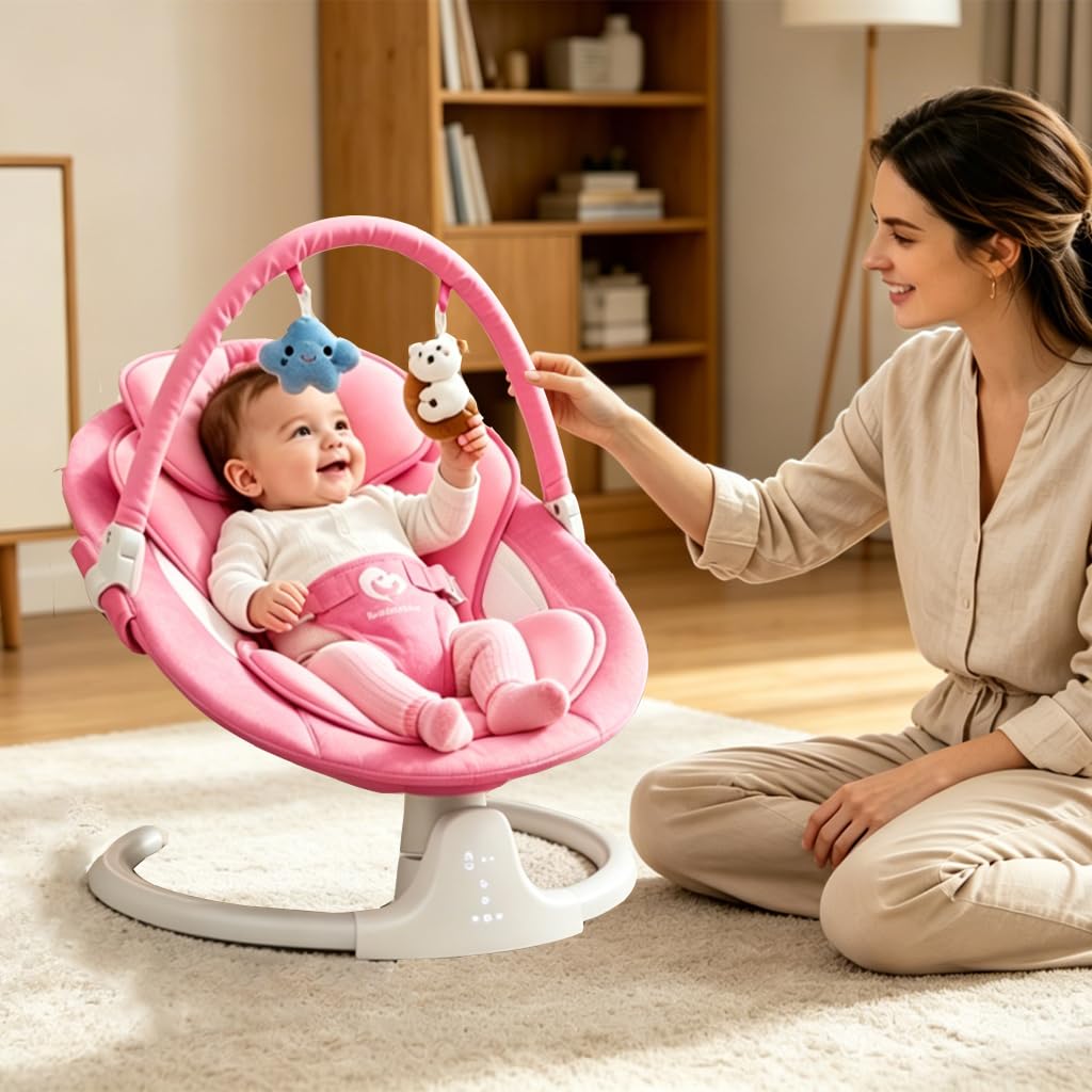 Bluetooth Baby Swing,5 Speeds,3 Angles,Remote,Indoor Outdoor Portable