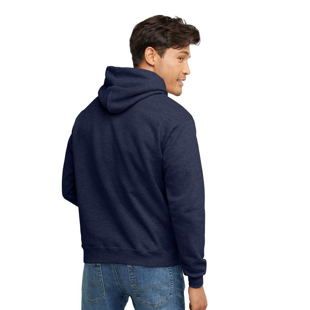 Hanes Comfortblend EcoSmart Hoodie, Midweight Fleece, Pullover Hooded Sweatshirt for Men, Heather Navy, Large