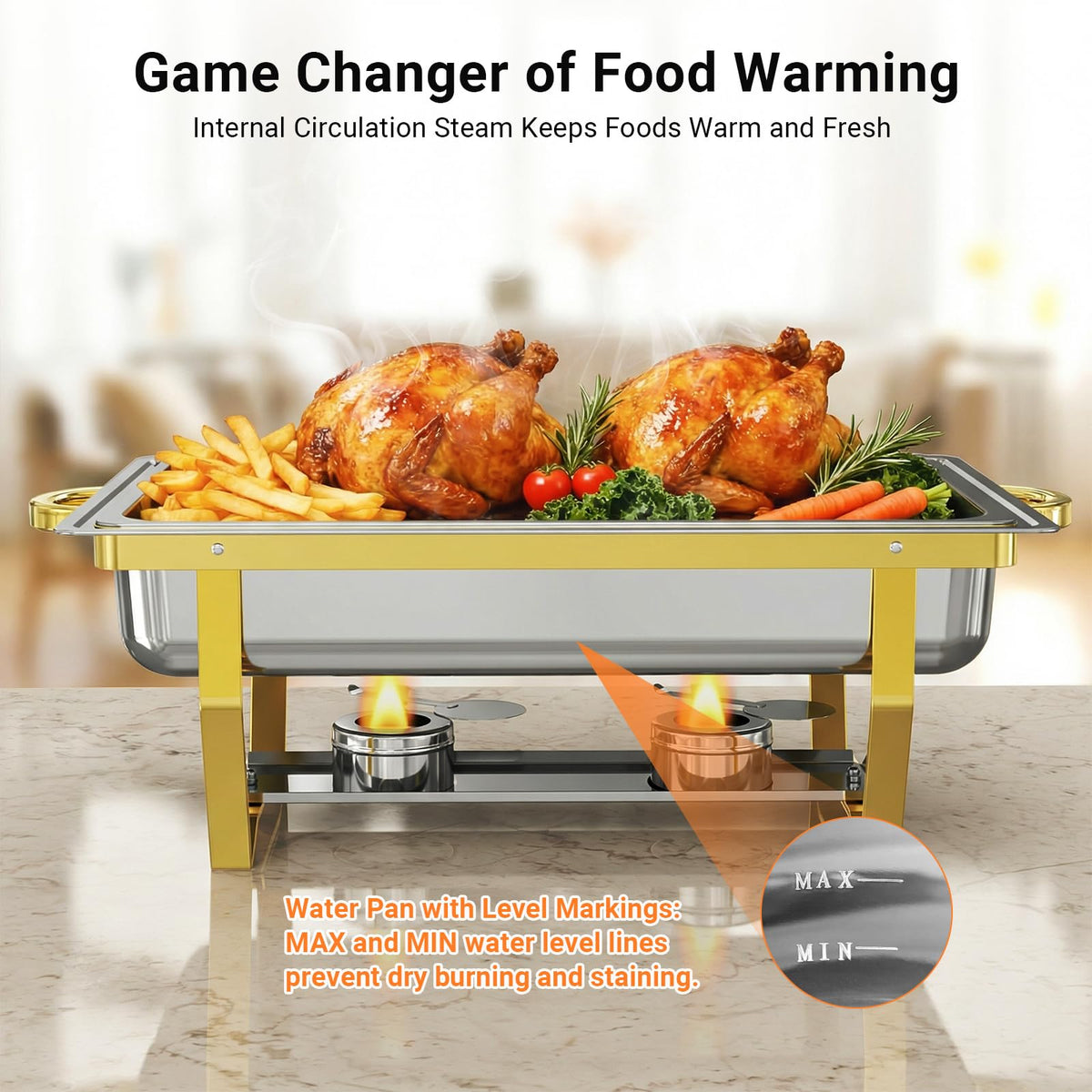 Chafing Dishes for Buffet 4 Pack, High Grade Chafing Dish Buffet Set, Stainless Steel Food Warmers with Stackable Design for Parties, Catering Supplies, Banquets, and Weddings, 4 Full Size Pans