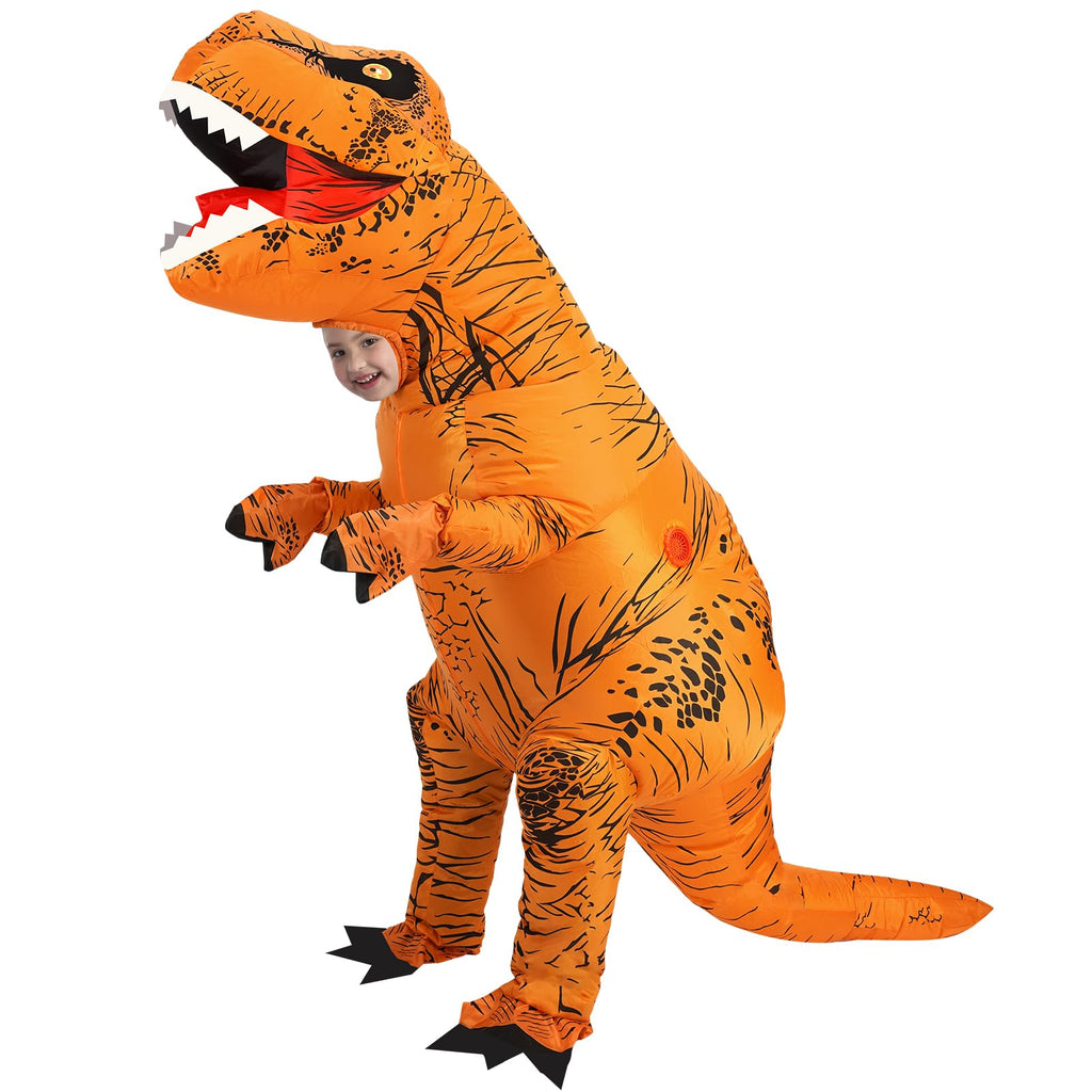 Inflatable Dinosaur Costume Kids, Durable T-REX Costume for Halloween,Brown