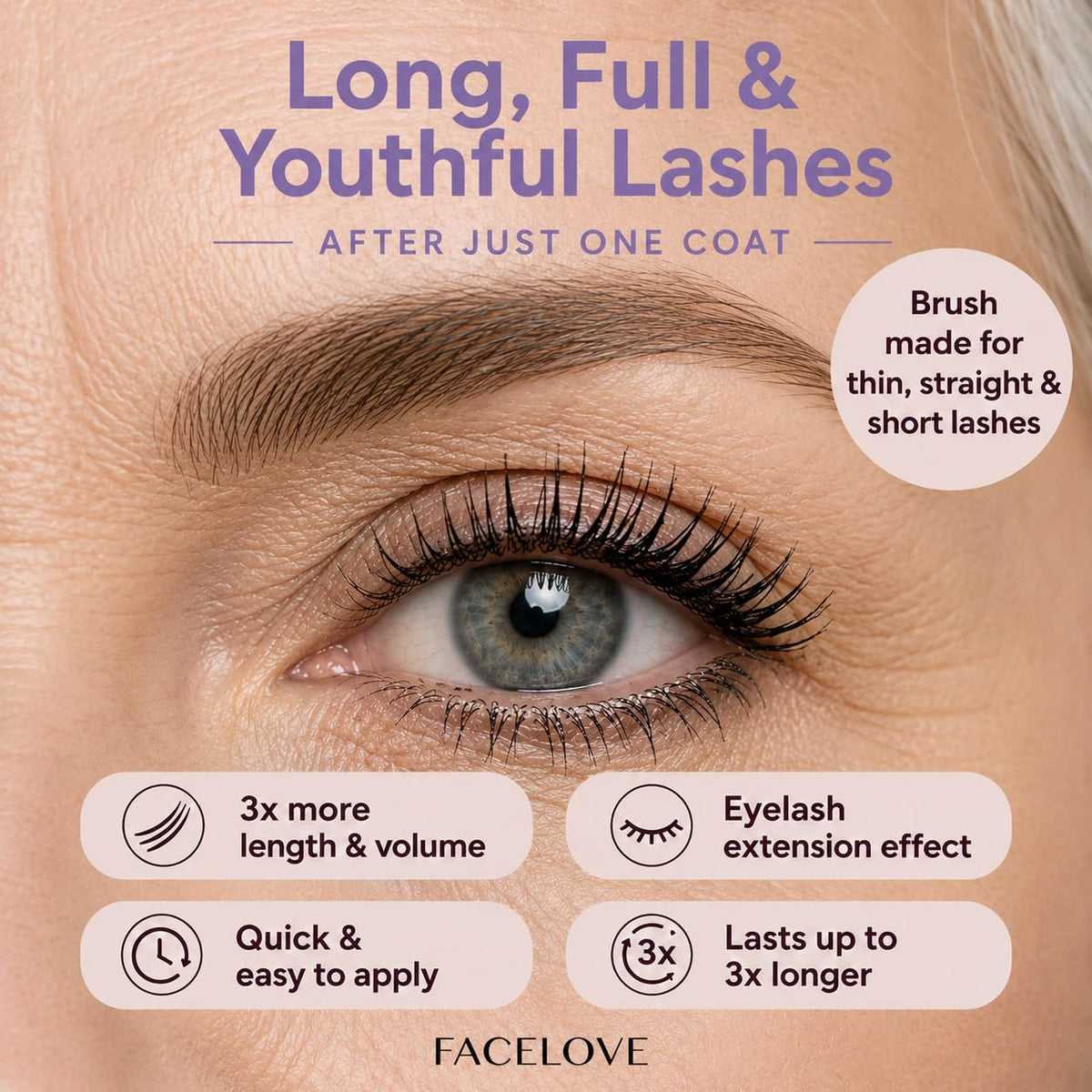 Facelove EVERLOVE Tubing Mascara for Mature Women, Volume & Length