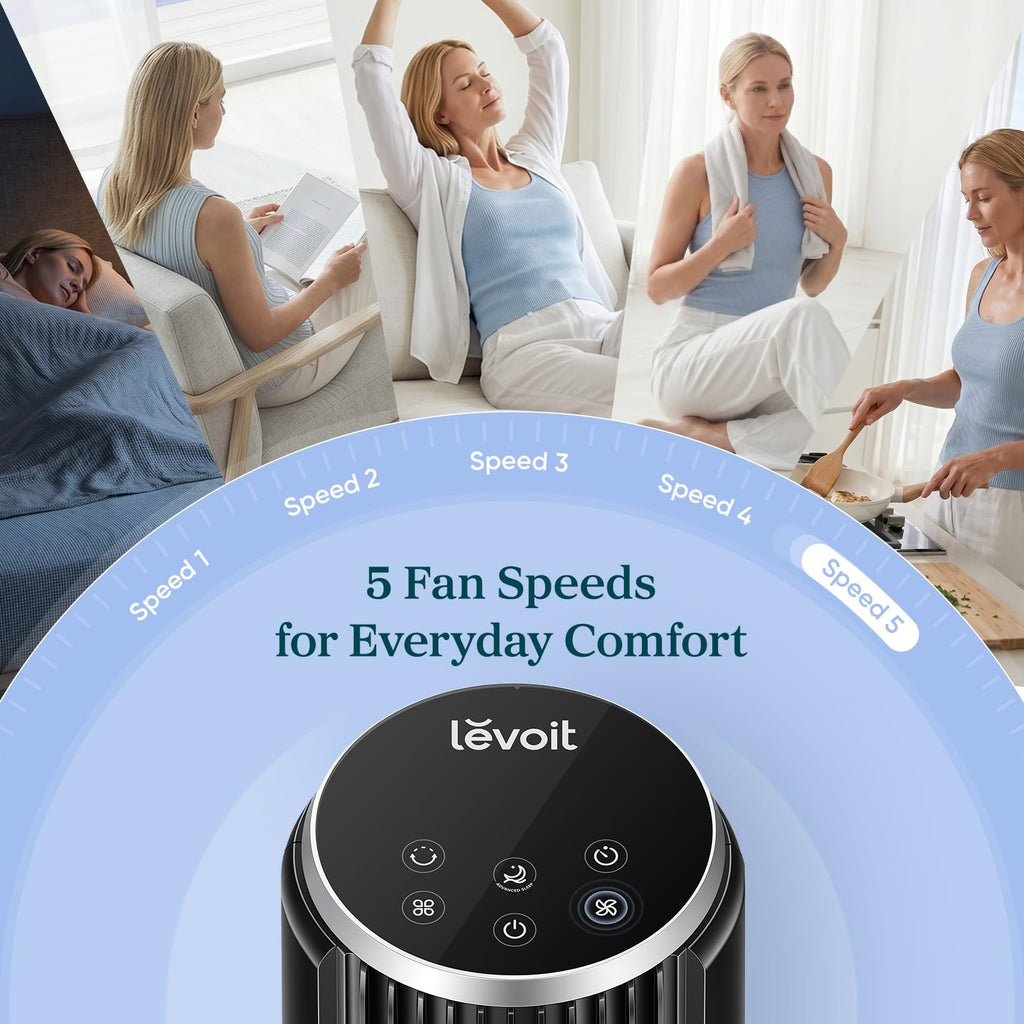 Levoit Tower Fan for Bedroom, 28ft/s Fans that Blow Cold Air, 28dB Quiet