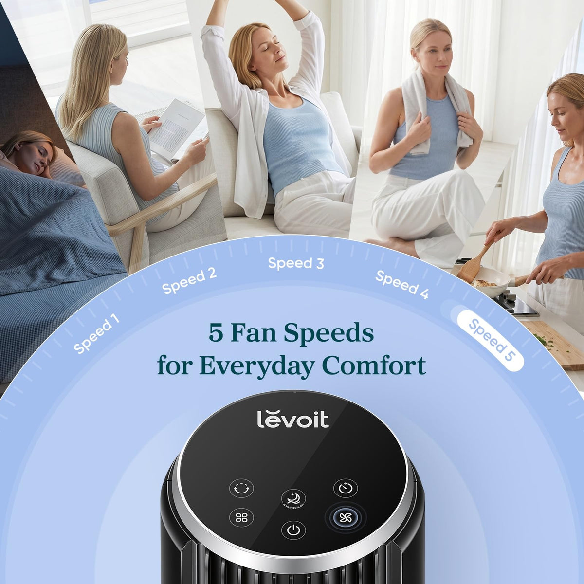 Levoit Tower Fan for Bedroom, 28ft/s Fans that Blow Cold Air, 28dB Quiet