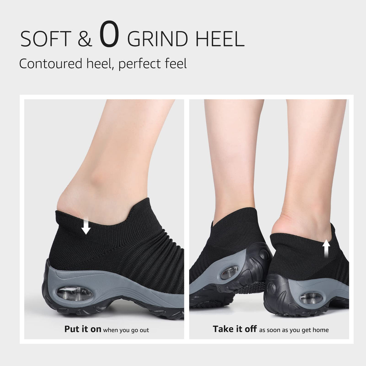 STQ Walking Shoes Women Slip on Sneakers Comfortable Ladies Work Black 7