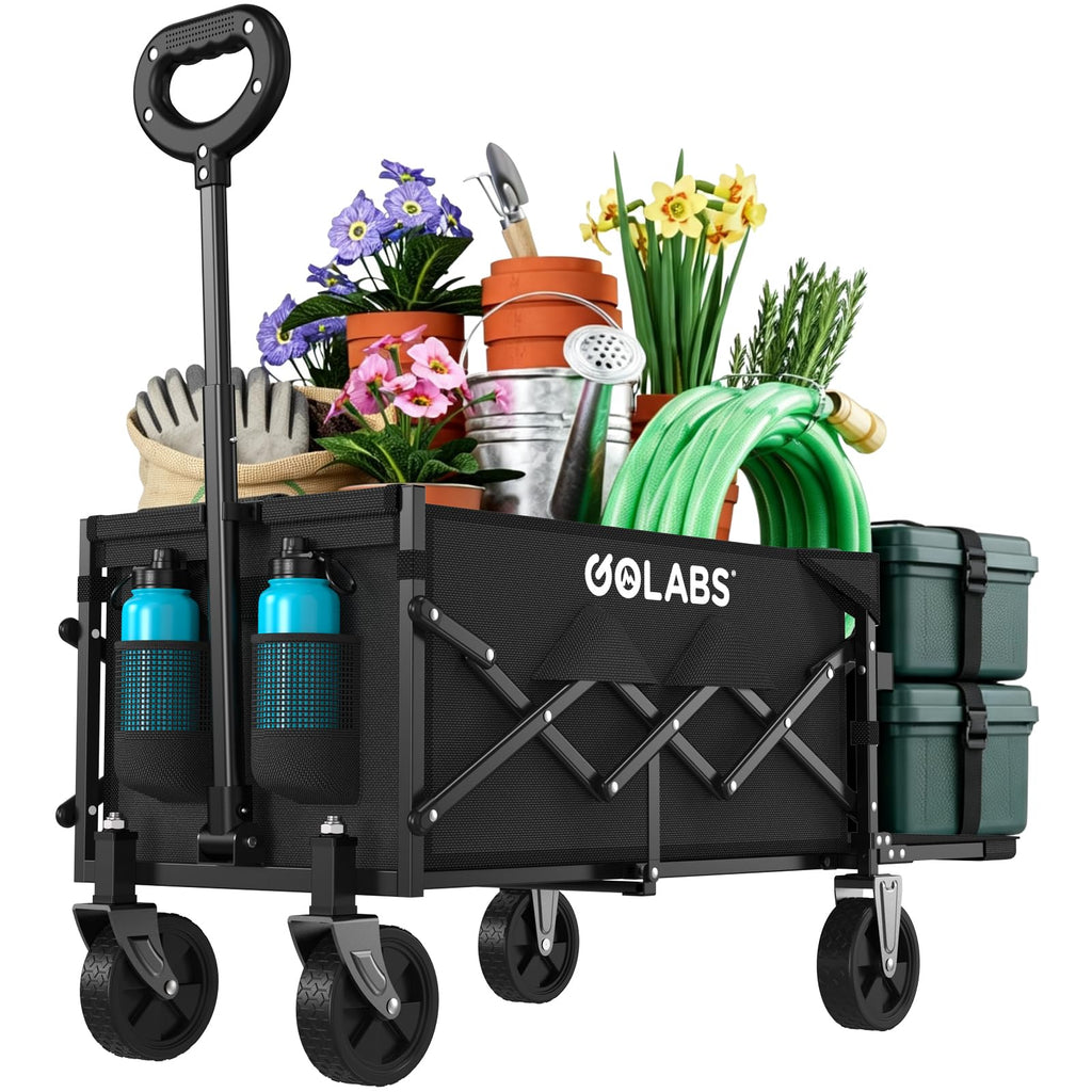Golabs WA1 Collapsible Folding Wagon Cart, Max 220lb Load, Expands to 100L