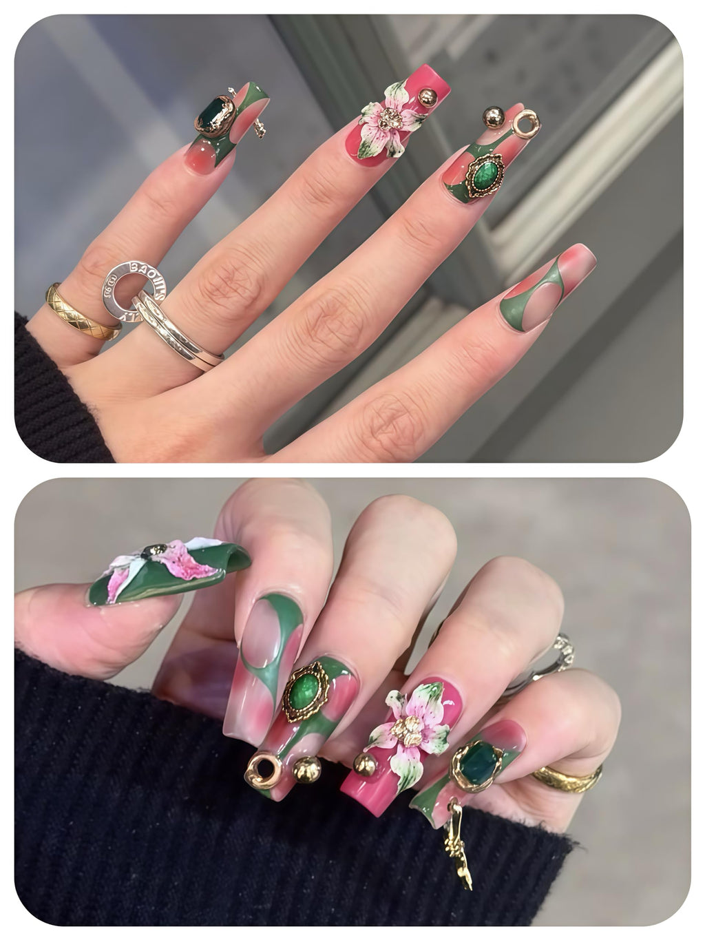 Pizadix 2 Pcs Flower Silicone Nail Art Molds for Women Resin Nail Design