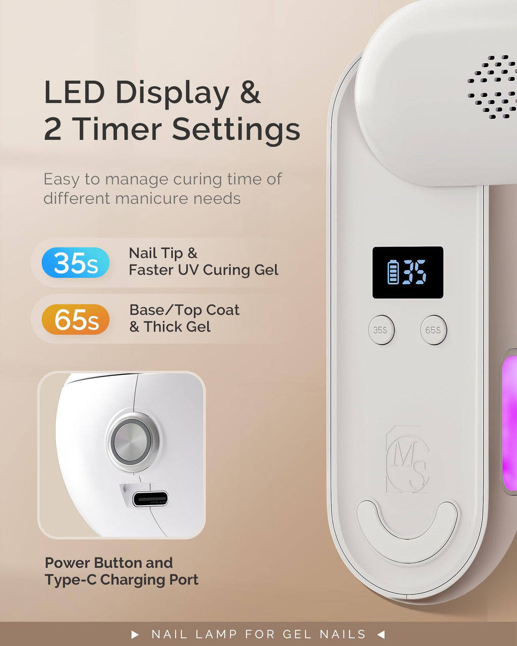 MelodySusie Compact Cordless UV LED Nail Lamp P-PLUS20F for UV Protection