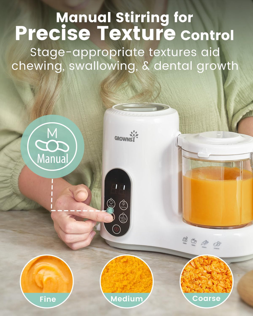 Grownsy Baby Food Maker, Steamer & Blender Baby Food Processor, White