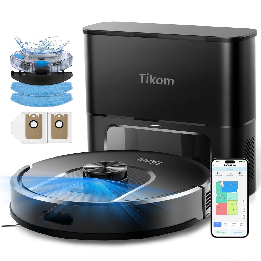 Tikom Robot Vacuum and Mop, Robotic Vacuum Cleaner with Self-Emptying Base