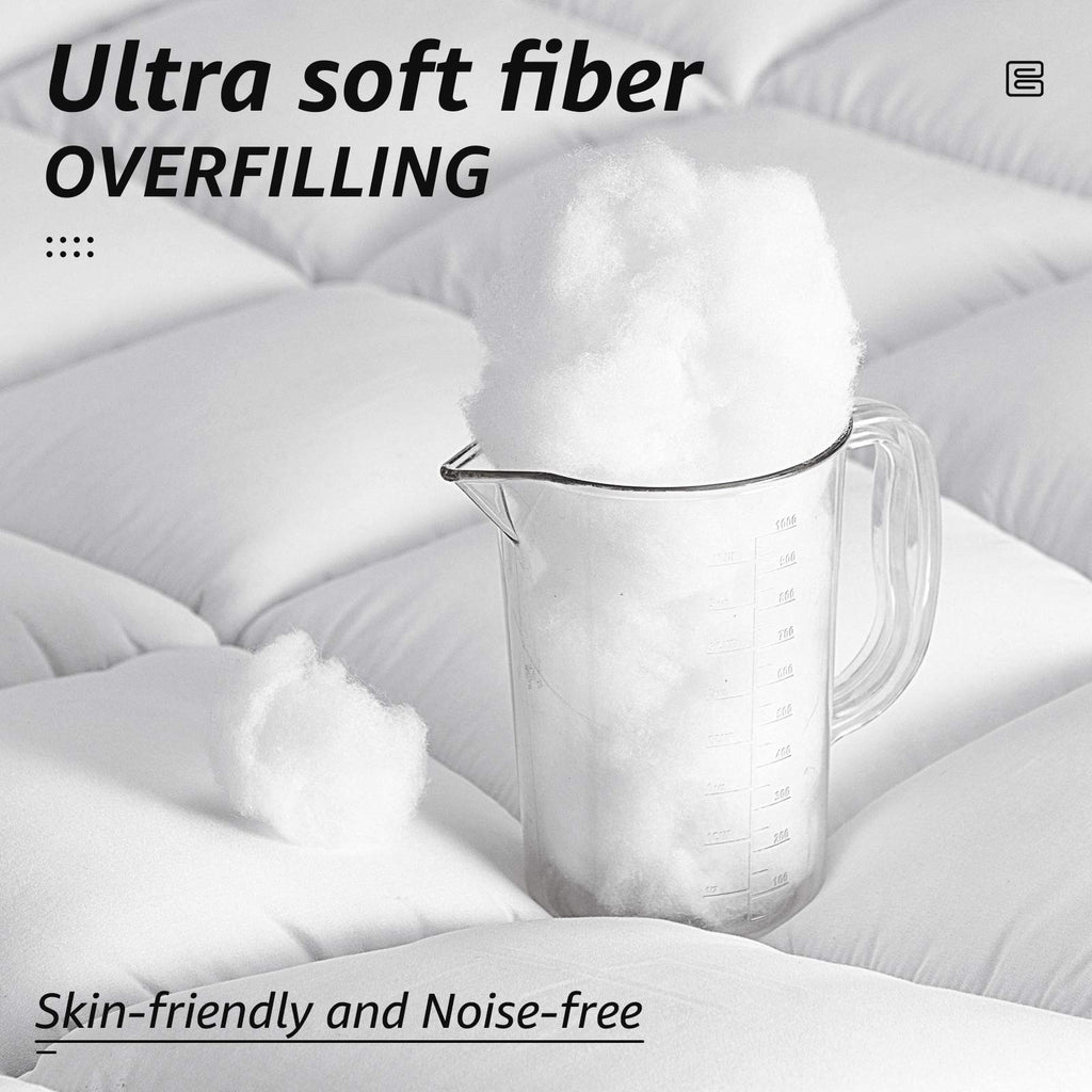 HYLEORY All Season Queen Size Bed Comforter - Cooling Goose Down Alternative Quilted Duvet Insert with Corner Tabs - Winter Warm - Machine Washable - White