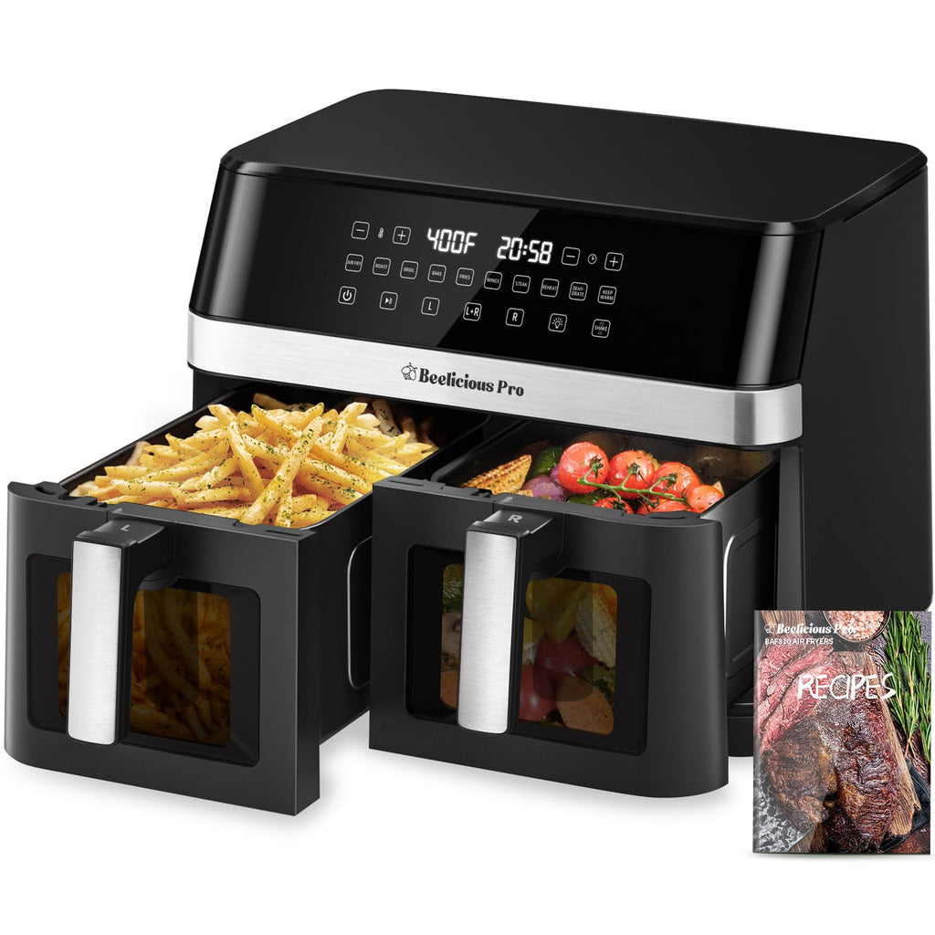 12QT Large Dual Air Fryer, 10-in-1 with SyncCook, ProTemp & UltraCrisp Tech
