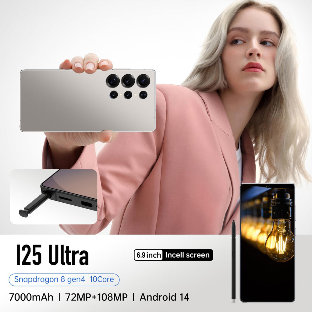 I25 Ultra 5G Unlocked Phones 256GB+8GB 6.99" FHD+ 7000mAh Battery Gray