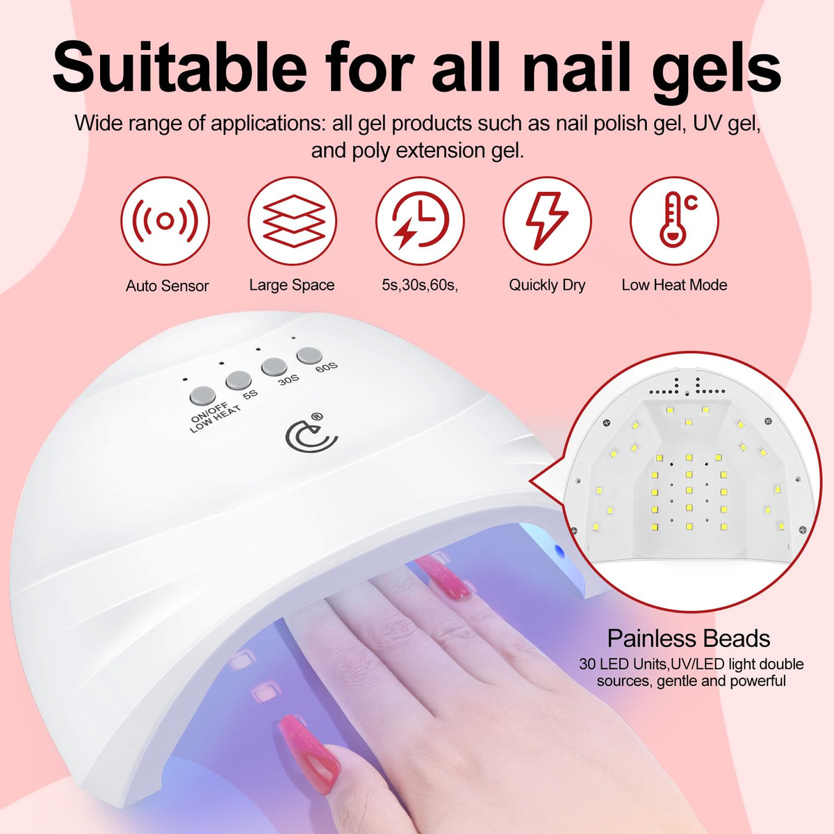 COSCELIA 53pcs Gel Nail Polish Kit with U V light Drill 35 Color Gel Polish