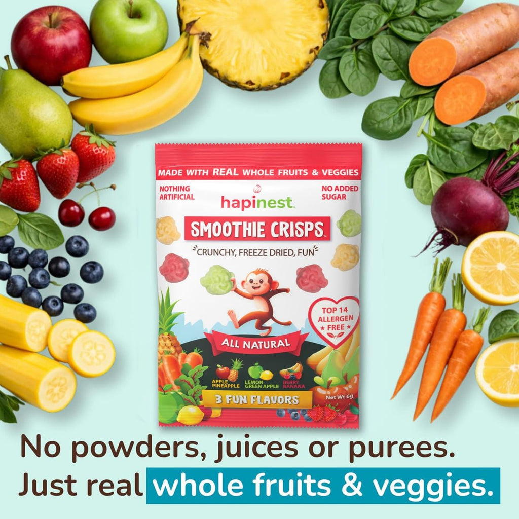 Hapinest Smoothie Crisps Healthy Snacks for Kids, 3 Flavors, 12ct