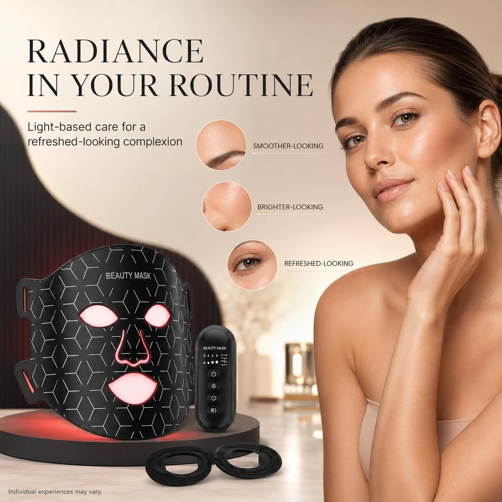 shalaker Red Light Therapy Face Mask, 7 Colors LED with 850NM NIR, Photon Skin Rejuvenation, Bendable and Portable, 240 LEDs