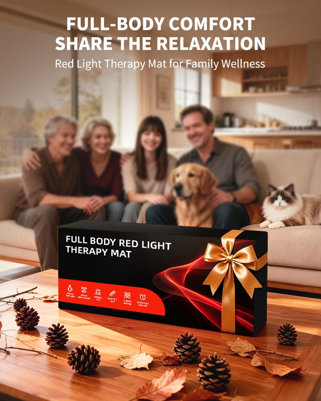 Largest 2980 LEDs Full Body Red Light Therapy Mat, 80.6"x35.7"