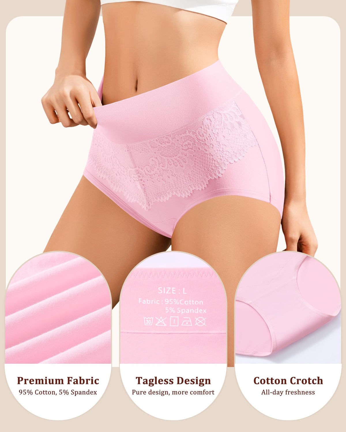 Tummy Control Underwear Womens High Waisted Cotton Postpartum Panties