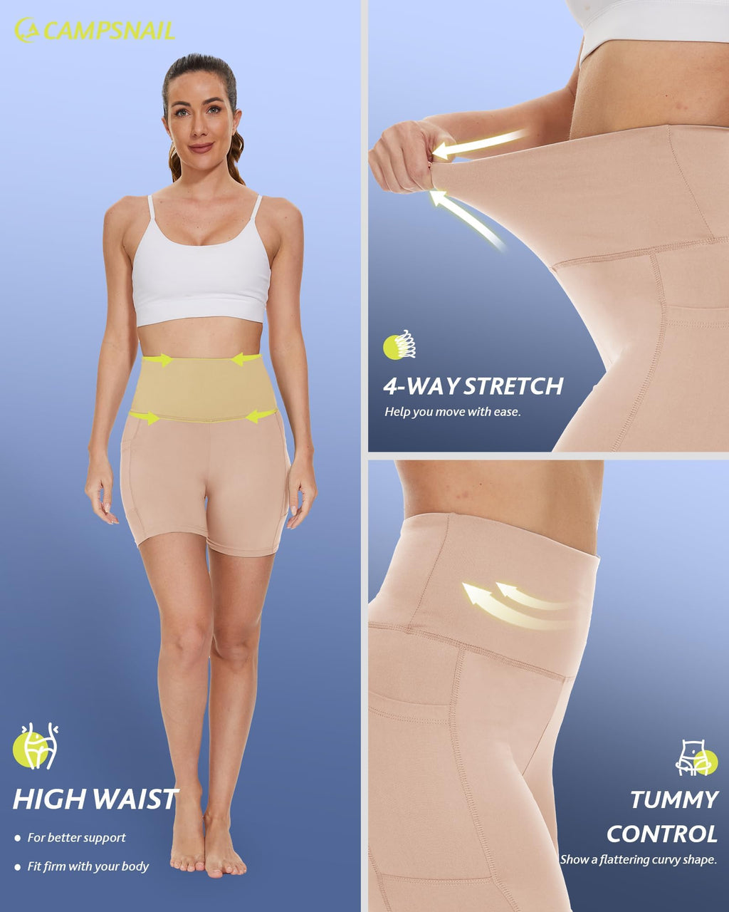 Biker Shorts Women with Pockets - 3"/5"/8" Workout Gym Spandex Yoga Shorts