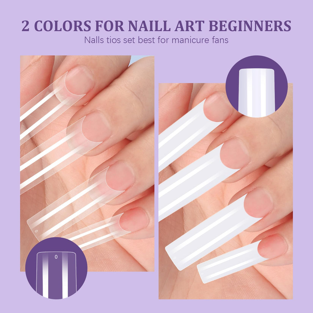 Fake Nail Tips White Clear: 480Pcs 12 Sizes Tapered Square Acrylic Nail Tip