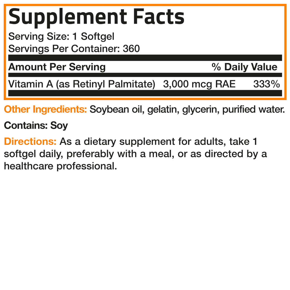 Bronson Vitamin A 10,000 IU Healthy Vision and Immune Support, 360 Softgels