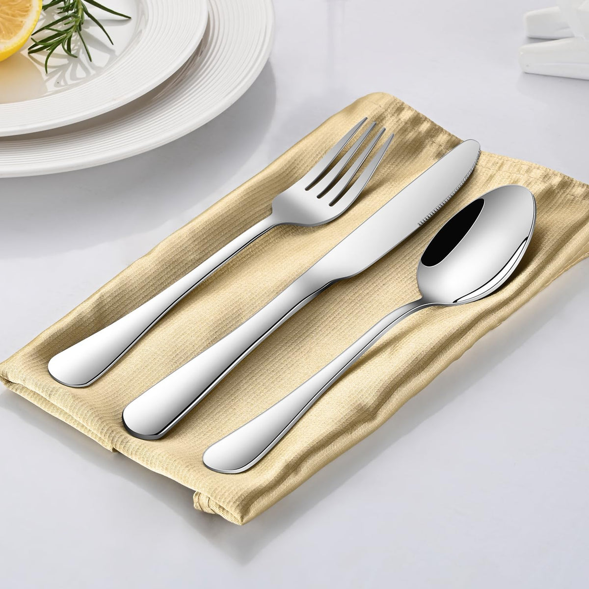 49 Pieces Silverware Sets With Organizer And Steak Knives, Stainless Steel Flatware Sets Service For 8 Person, Tableware Cutlery Sets, Includes Knife Spoon and Forks Sets