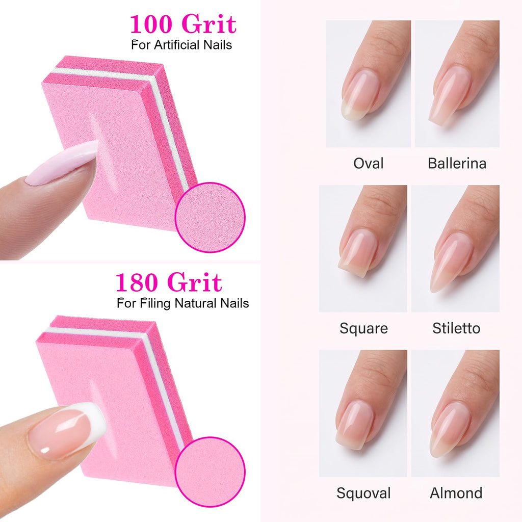 400 Pcs Sponge Nail Buffer Blocks for Acrylic Nails Pink