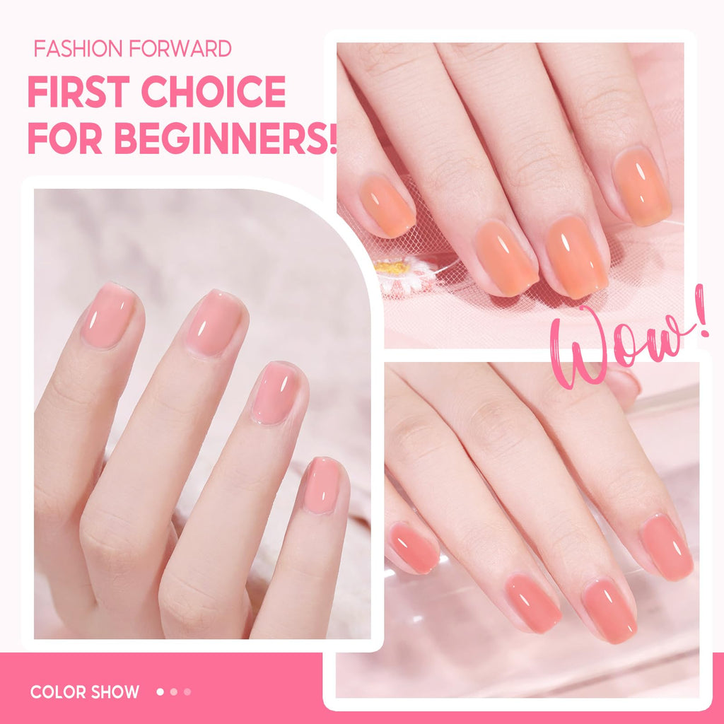 COSCELIA Jelly Gel Nail Polish 22 Colors with 3PCS Base Top Coat Translucent Pastel Nude Pink Green U V Gel Polish Soak Off Nail Gel Kit for Salon Home Nail Art